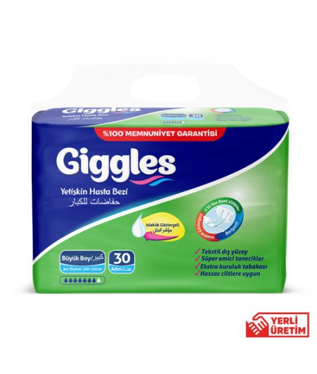 Giggles Yetişkin Tekstil Yüzlü Bağlamalı Hasta Bezi Large